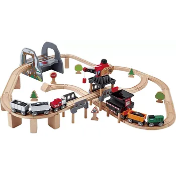 Vláček a vláčkodráha Hape důlní vláčkodráha se dvěma nákladními vlaky, jeřábem (Hape E3752)