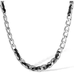 Řetízek z chirurgické oceli Cuban Silver s koženým prvkem