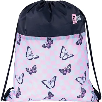 Školní sáček Sáček na přezůvky a cvičební úbor St.RIGHT - Chess Butterflies, rozměry 34 x 43 cm