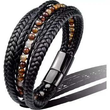 Oblečení a móda Pánský kombinovaný náramek Five Strands 21,5 cm - Barva zapínaní Stříbrná