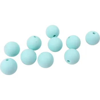 Dětské navlékací korálky Natana silikonové korálky mentolové 12 mm 10 kusů