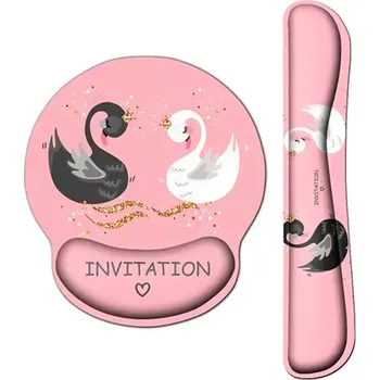 Podložka pod myš Huado Set podložka pod myš a zápěstí Zamilované labutě