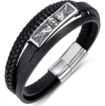 Náramek Pánský ocelový náramek Reginald Černý 21cm