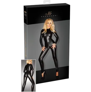 Dámský overall Noir - Lesklý, dlouhý rukáv overal (černý) - 2XL