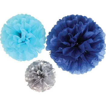 Party dekorace Ozdobné papírové květiny, modré, sada 3 ks
