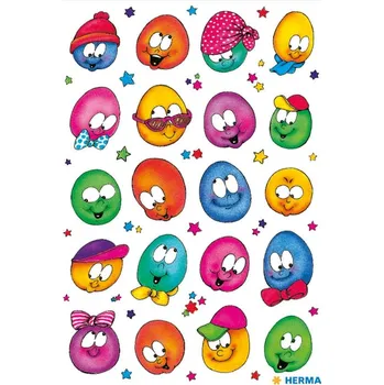 samolepka Samolepky barevné legrační tváře. Obsah 3 list / 60 samolepek