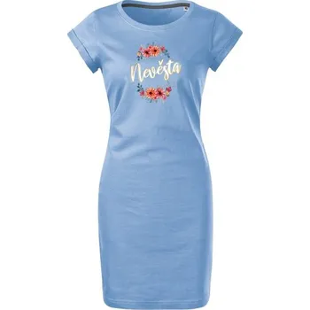 Dámské šaty Bontis Šaty Nevěsta KOUZLO KVĚTIN - Nebesky modrá | M