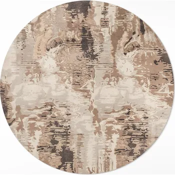 Obraz Ozdobný Kulatý vinylový Koberec do obýváku, průměr 60 cm, hnědá retro abstrakce