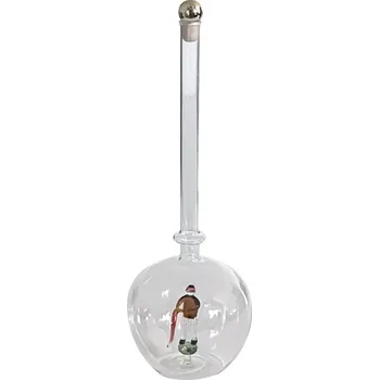 Skleněná ručně foukaná láhev s figurkou, golfista, objem 500 ml