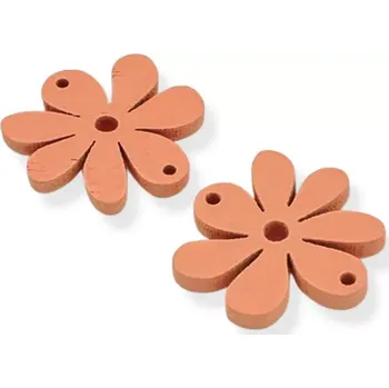 Dřevěné květy lososové - 10 ks