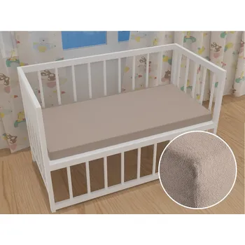 Prostěradlo Dětské froté napínací prostěradlo do postýlky FR-027 Šedohnědé 60 x 120 x 10 cm - do postýlky