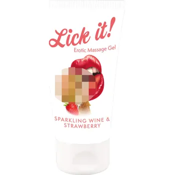 Lubrikační gel Lick it! - 2v1 jedlý lubrikant - šampaňské-jahoda (50ml)