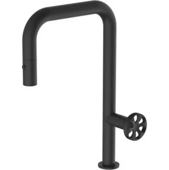 Vodovodní baterie TEOREMA Program ONE - Dřezová baterie stojánková s výsuvnou sprchou, černá matná P1-SM01-N0