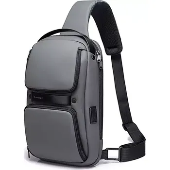BANGE sportovní batoh přes rameno s USB ASLAN Šedý 12L