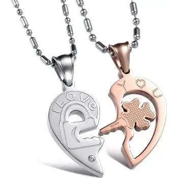 Přívěsek Ocelové přívěsky pro pár čtyřlístek zlatý - Model BEZ ŘETÍZKŮ (pouze přívěsky)