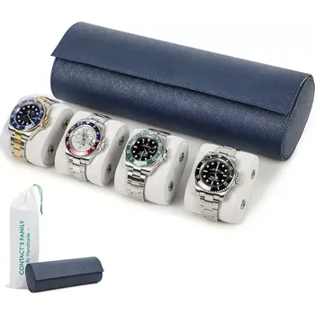 Box na hodinky Contacts® Kožené pouzdro na 4 hodinky Saffiano Modré