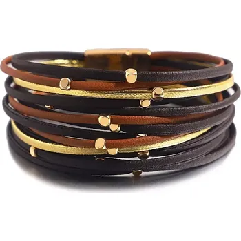 Náramek Dámský metalický náramek Gold Drops Černý