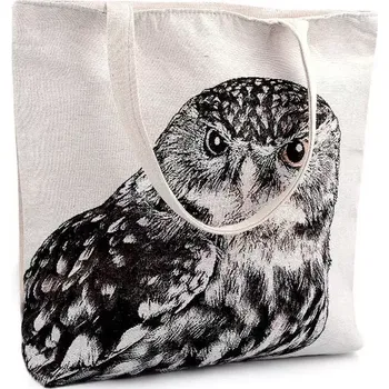 Plážová taška Lněná nákupní nebo plážová taška Sova