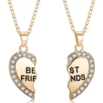 Přívěsek Sada srdíčkových přívěsků z oceli Best friends Gold