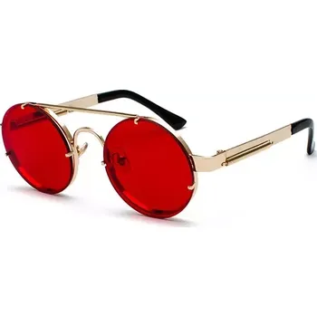 Sluneční brýle Retro kulaté kovové sluneční brýle Spring Červené