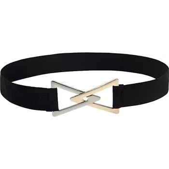 Opasek Dámský tenký elastický pásek na šaty Triangl Černý