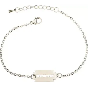 Náramek Ocelový punkový náramek Žiletka Stříbrný