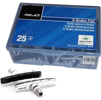 Brzda na kolo Brzdové špalky XLC BS-V02 V-Brake černo/stříbrné, sada 25 párů