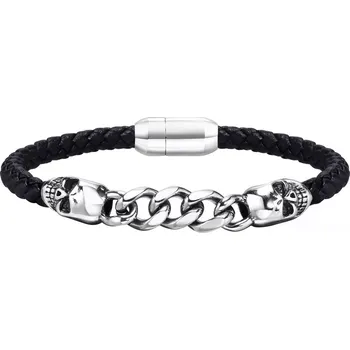 Náramek Pánský ocelový proplétaný náramek Skull Černý 21cm