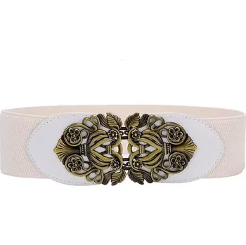 Opasek Dámský elastický pásek s přezkou Vintage Bílý
