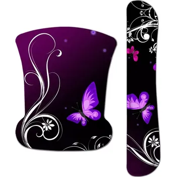 Podložka pod myš Huado Set podložka pod myš a zápěstí Purpuroví motýlci