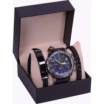 Hodinky Lifestyle Dárková sada Pánské hodinky + dva náramky Raúl Černá