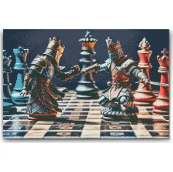 Diamantové malování Diamantové malování - Šachová partie Velikost: 40x60cm, Rámování: Pouze srolované plátno, Diamanty: Čtvercové