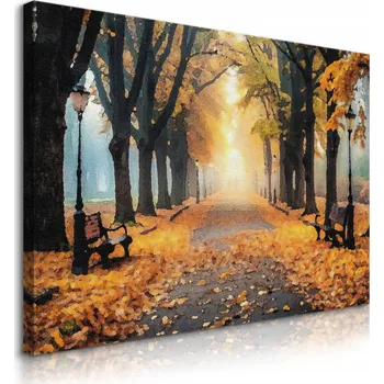Obraz OBRAZ CANVAS DO OBÝVACÍHO POKOJE LOŽNICE PODZIMNÍ LES PARK MALÍŘSTVÍ VINTAGE 90x60