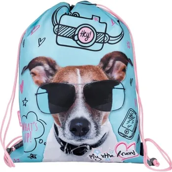 Školní sáček Sáček na přezůvky - My Little Friend - pes v brýlích, rozměry: 43 x 32 cm