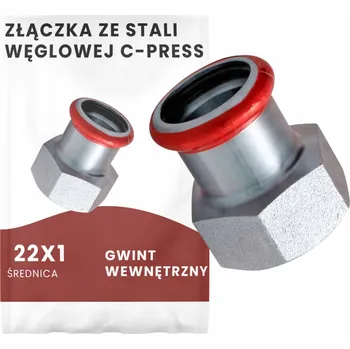 Fitinka Spojka 22 x 1 VNITŘNÍ ZÁVIT (vnitřní závit) nátrubek, vnitřní závit, ocel uhlíková, lisovací C-Press