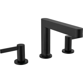 Vodovodní baterie Hansgrohe Finoris 3-otvorová umyvadlová baterie110 s odtokovou soupravou Push-Open, matná černá 76033670