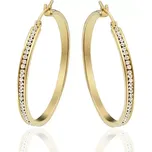 Ocelové náušnice kruhy s krystaly 30-60 mm Zlaté - Průměr 35 mm