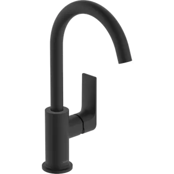 Vodovodní baterie Hansgrohe Rebris E páková umyvadlová baterie 210 s otočným výtokem a odtokovou soupravou s táhlem, matná černá 72576670
