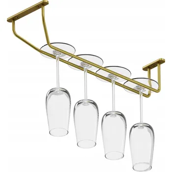 Stojan na víno Držák na skleničky na víno, závěsný, jednořadý, zlatý matný ALKO