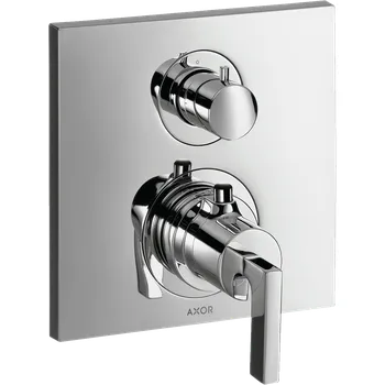 Vodovodní baterie AXOR Citterio Termostat s podomítkovou instalací, s uzavíracím a přepínacím ventilem a páčkovou rukojetí, chrom 39720000