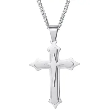 Přívěsek Přívěsek z chirurgické oceli křížek Lovin stříbrný - Model BEZ ŘETÍZKU (pouze přívěsek)