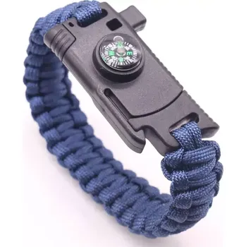Vybavení pro přežití SURVIVAL náramek kompas,píšťalka,nůž Modrý