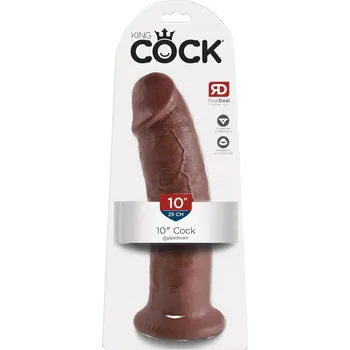 Dildo King Cock 10 - velký přísavkový dildo (25 cm) - hnědý