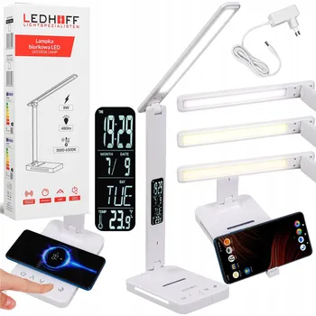 Lampička Stolní lampička Ledhoff bílá s displejem, indukční nabíječkou, 8 W