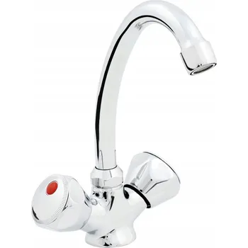 Vodovodní baterie Aqbau Standard stojánková umyvadlová baterie s otočnou výtokovou trubicí, mosaz, chrom