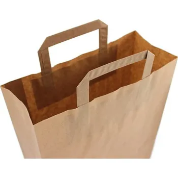 Nákupní taška Papírová taška hnědá 18x8x22 s plochým uchem Topcraft