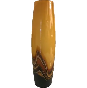 Váza Skleněná váza válcová hnědá, výška 40 cm