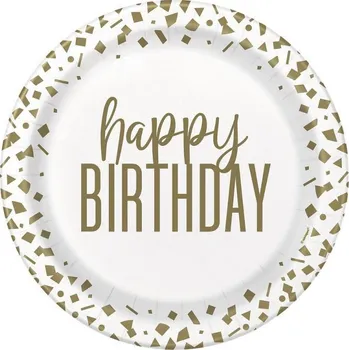 Party nádobí Papírové talířky 22 cm 8 ks Happy Birthday Narozeninová oslava