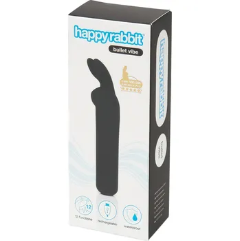 Vibrátor Happyrabbit Bullet - dobíjecí, králičí tyčový vibrátor (černý)