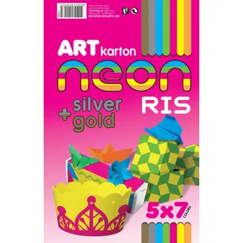 Barevný karton NEON A4 mix barev 250 g/m2, 7 barev x 5 ks